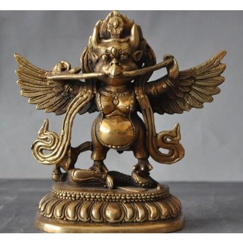 ZSR 606 ++++++5" old tibet buddhism bronze gilt Redpoll Garuda Bird Eagle wing Buddha statue