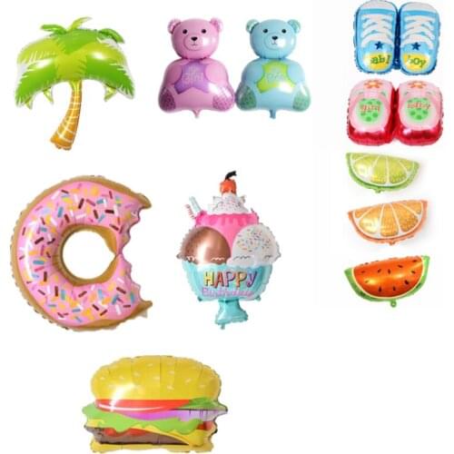 1pc Creative Color Cartoon Pattern Aluminum Film Balloon Summer Party Decoration Inflatable Ball Toy Animal Plant and Fruit