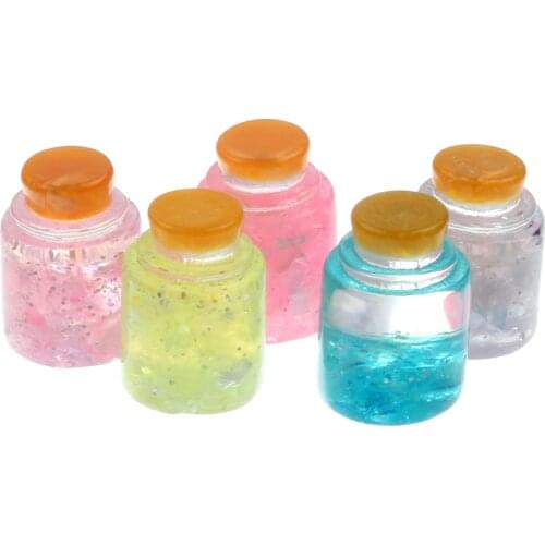 10Pcs Clear Glitter Resin Drifting Bottle Decoration Crafts Flatback Cabochon Scrapbooking Fit Phone Embellishments Accessories