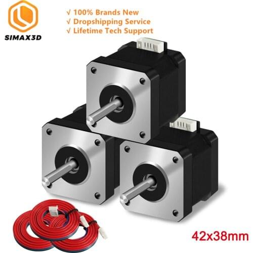 SIMAX3D 3pcs 38MM Nema 17 Stepper Motor 42 motor 4-lead 17HS4401 NEMA17 42BYGH 1.5A with DuPont Line for CNC and 3D Printer