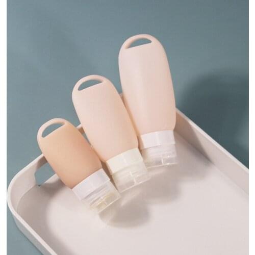 40/60ML Safe Food Grade Silicon Refillable Bottles Cute Colorful Facecleanser Shampoo Hand Sanitizer Empty Container With Hook