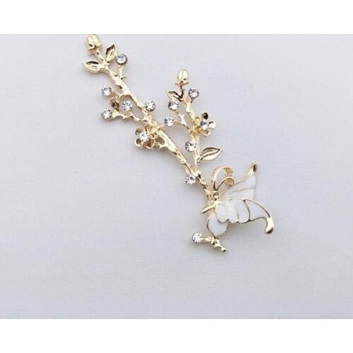 50pcs Butterfly Flower Alloy Flatback Crystal Rhinestone Appliques Wedding Hairpin Hair Clip Decor Invitation Ribbon Ornament