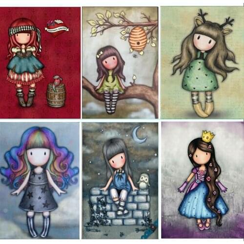 5D DIY Diamond Painting Kits Cartoon Little Girl Doll Full Round With AB Drill Embroidery Mosaic Home Decor Christmas Gift Art