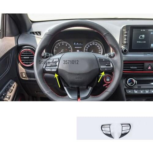 Car Sticker Inner Detector Steering Wheel Interior Kit Trim Frame Cover 2pcs For Hyundai Kona Encino Kauai 2017 2018 2019 2020