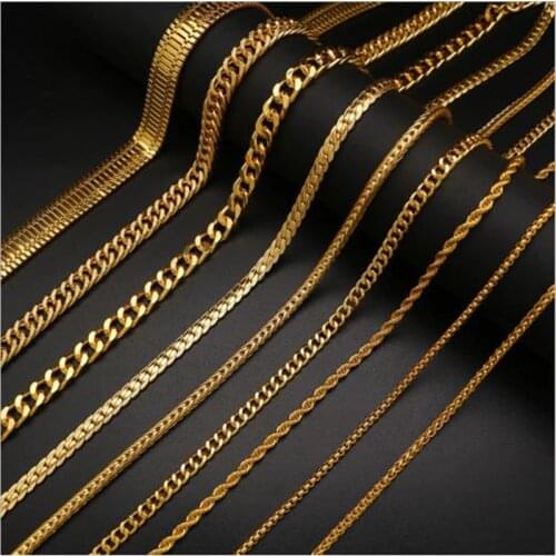 Sitaicery Gold Necklace For Men Women Figaro Rope Cuban Link Chain Necklace Neck Chain Gifts For The New Year Jewelry Hip Hop