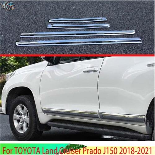 For TOYOTA Land Cruiser Prado J150 2018 2019 Decorate Accessories ABS Chrome Side Door Line Garnish Body Trim