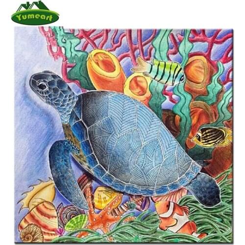 DIY Diamond Painting Cross Stitch Kits Sea Turtles Diamonds Embroidery Home Decor Diamond Mosaic Fish and Coral Art Crafts