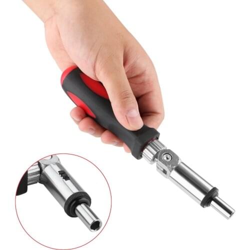 DIYWORK Positive And Negative Direction 1/4 Inch Hex Wrench Screwdriver Socket 180 Degree Adjustable Ratchet Screwdriver