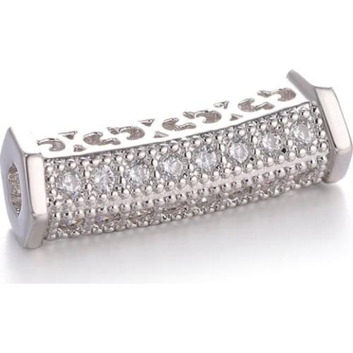 Supplies For Jewelry Vintage Zircon Big Hole Beads For Bracelets Jewelry Making Diy Copper Micro Pave Tube Beads Bijoux Berloque