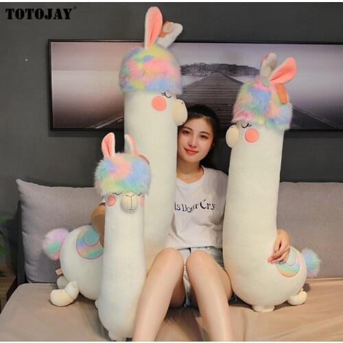 Giant Long Rainbow Alpaca Plush Toy Japanese Vicugna Pacos Soft Stuffed Alpacasso Sheep Llama Animal Doll Pillow Girls Kids Gift