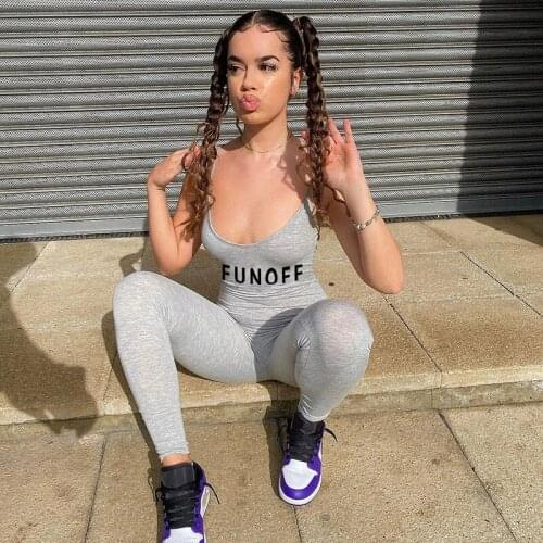 BKLD Letter Print Low-Cut Backless Spaghetti Strap Sexy Rompers Jumpsuit Women Summer New Casual Streetwear One Piece Outfits