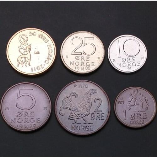 Norway Set 6 Coins Original True Real Genuine Coin European Collectible Gift UNC