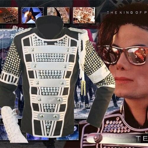 MJ Michael Jackson Rivet Punk England Military Teaser Military Handmade Jacket in 1995s