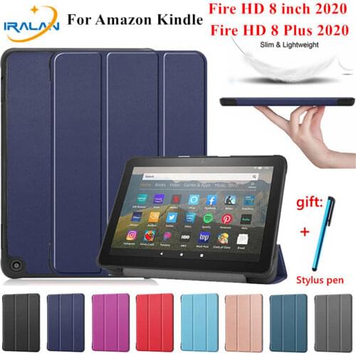 Magnetic Smart Stand Case For Amazon Kindle Fire HD 8 Plus 2020 Tablet Cover For Kindle Fire HD8 2020 Case Protective Shell+Pen