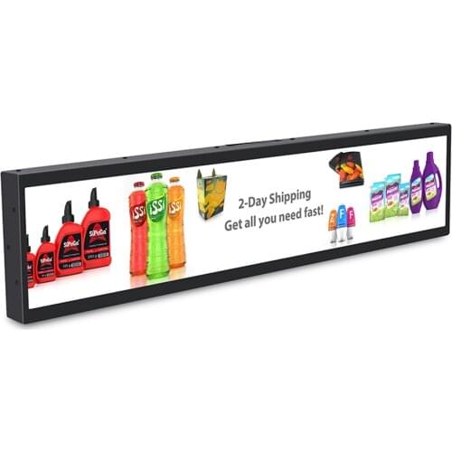 45 inch Edge Long Strip Screen Ad Media Player Stretched Bar Digital Signage Supermarket Shelf Lcd Display size 1074x395mm