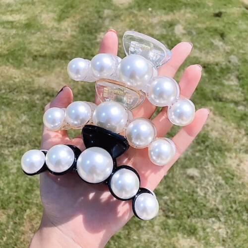 Fashion Big Pearls Hair Claws Crab Women Hair Accessories Elegant Acrylic Hair Clip Hyperbole Makeup Hairpins Barrettes Headwear