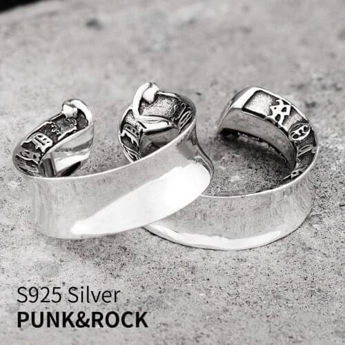 925 Sterling Silver open rings for man and women Vintage Roman Letters fashion jewelry mygrillz