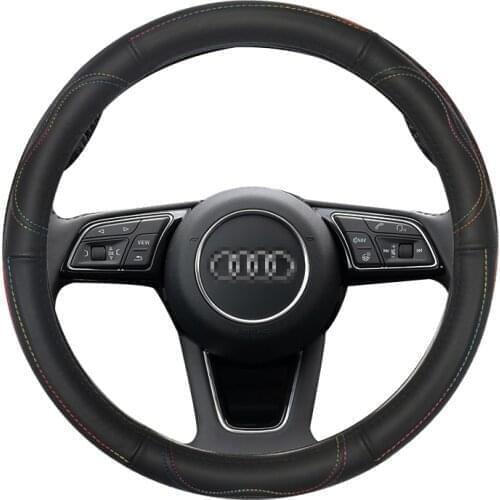Genuine Leather Car Steering Wheel Cover Cowhide for Audi Audi A3 8P 8V 8L Sportback Auto Interior Accesorios Funda Volante