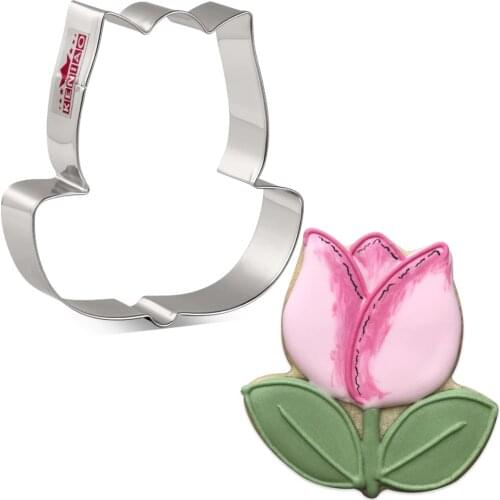 KENIAO Tulip Flower Cookie Cutter For Mothers Day Party - 9.4 x 8.7 CM - Biscuit Fondant Cutter - Stainless Steel