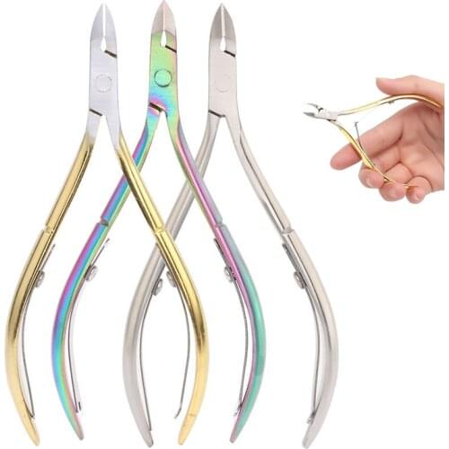 Nail Cuticle Scissors Stainless Steel Manicure Pedicure Tools Golden/Silver/Rainbow Dead Skin Scissor Nipper Clipper Tool
