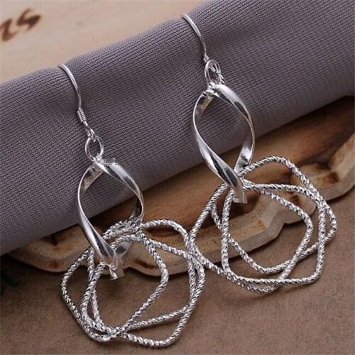 Wholesale High Quality Jewelry Sterling Jewelry Silver Color Three Twisted Quartet Earrings For Women Best Gift SMTE222