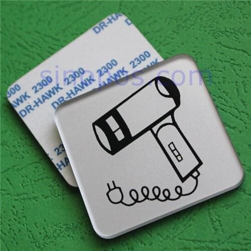 Self Adhesive Acrylic Hair Dryer Sign, hotel room hostel guest house wall bathroom shower spa blow dryer hairdryer public plate