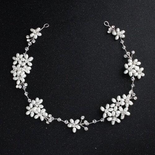 Wedding Jewelry Pearl Rhinestone Handmade Bridal Headdress Wedding Dress Accessories Wedding Hair Strap Bridal Hair Strap
