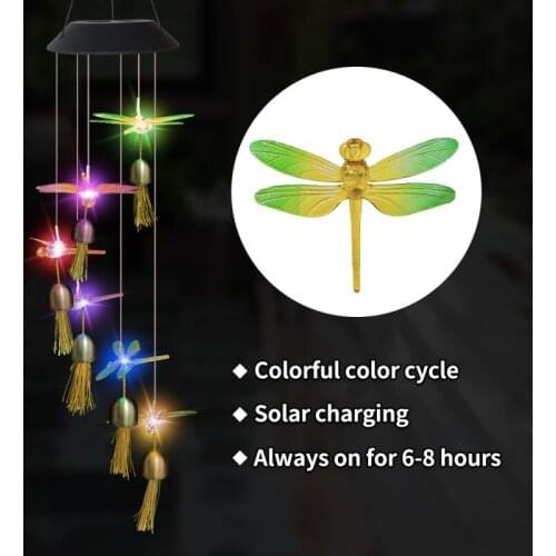 LED Solar Wind Chime Outdoor Color Changing Waterproof Hanging Spiral Pendant Lantern Night Light For Home Garden Decoration