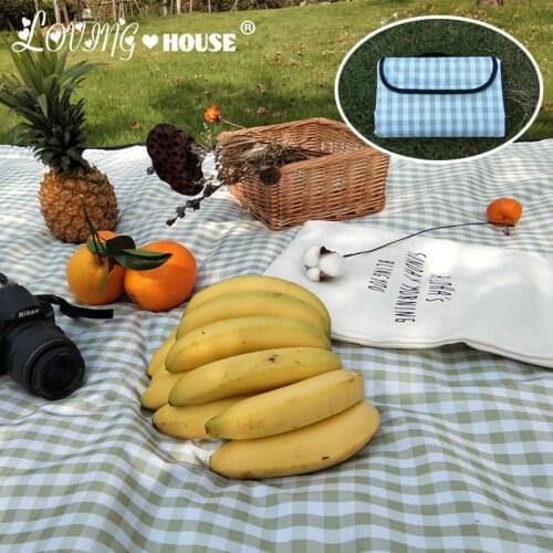 Waterproof and moisture-proof pastoral Cotton Linen Plaid Photo Background Cloth Beach Picnic Blanket Decoration