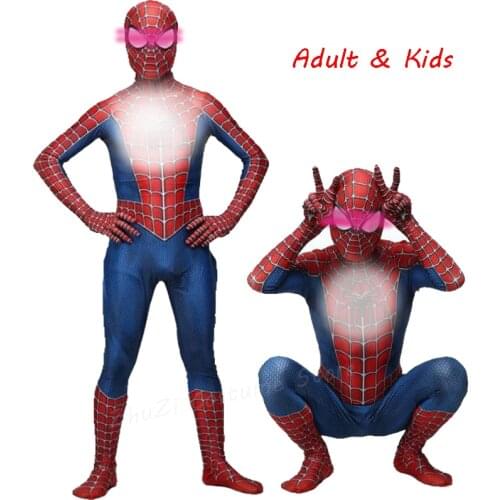 High Quality Costume Fancy Dress Adult And Children Halloween Costume Red Black Spandex 3D Cosplay Clothing