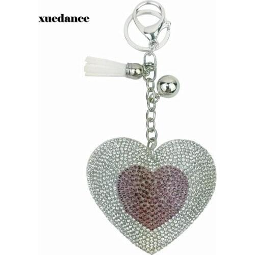 XueDance New Lovely Hearts Keychain Tassel Pendants Fashion Gifts Key Chains Handbag Decorative Supplies