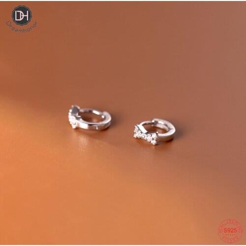 Dreamhonor Fresh Elegant 925 Sterling Silver 4mm/5mm Zircon Bowknot Wedding Clip Earrings For Student Summer Jewelry