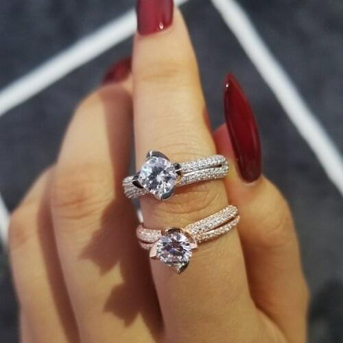 Original Solid Real LUXURY Vintage 925 Sterling Silver Big Rings For Women Wedding Engagement Finger Jewelry Christmas R4417S