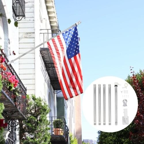 1 Set 6ft Flagpole with Flag Pole Base Rack Wall Adjustable Flag Pole Kit