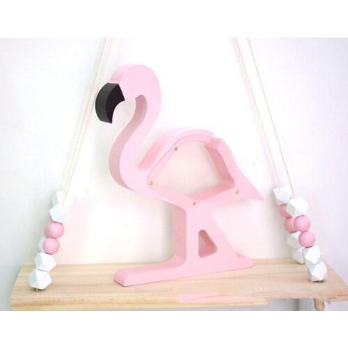 1PC Wooden Flamingo Piggy Bank Living Room Kids Toys Room Decor Piggy Bank Christmas Best Present Photography Props MA 029