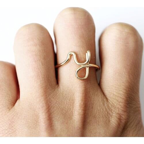 1 PCS Simple Gold Silver Color Letter "j e m c k r y h" Ring For Women Lover Minimalist Initial Rings for Women Initial Jewelry