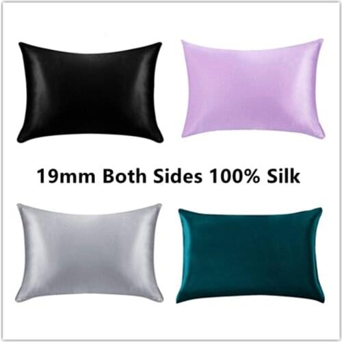 Silk Zipper Pillowcase 1pc 19mm 100% Nature Mulberry Comfortable Solid Color Silk Pillowcases For Healthy Multicolor ls1705-01