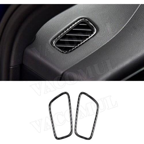 2 PCS Carbon Fiber Instrument Dashboard Outlet Air Vent Trim Frame Cover Stickers For Porsche Macan 2015-2018 Car Accessories