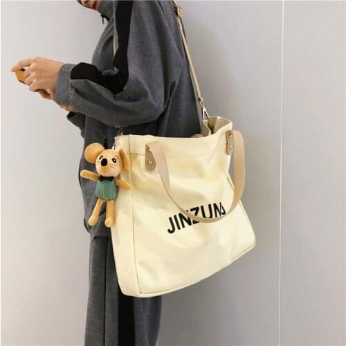 2021 Fashion Women Shopper Bag Casual Korean Tote Bag Kawaii Cartoon Ornaments Shoulder Bag Female High Capacity Travel HandBag