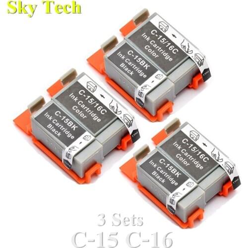 3 Sets BCI15 BCI16 Compatible Ink Cartridges For Canon C-15 C-16 For Canon i70 i80 ip90 ip90v Printer