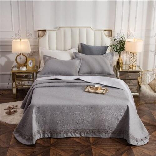New Beige white cotton Quilting lace bed cover Bed Skirt Bedspread Bed Sheet Bed Cover Pillowcase Bedding Set 3pcs