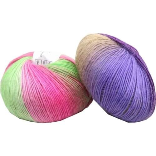 5 pieces of wool rainbow yarn long dyed hand-woven wool yarn shawl coat wool scarf hat line wool wool yarn