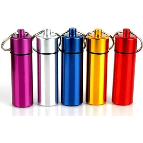 500PCS Pill case Keychain Medicine Storage metal Aluminum Pill Tablet Box Container Case Holder Organizer Mini Pill Storage Box