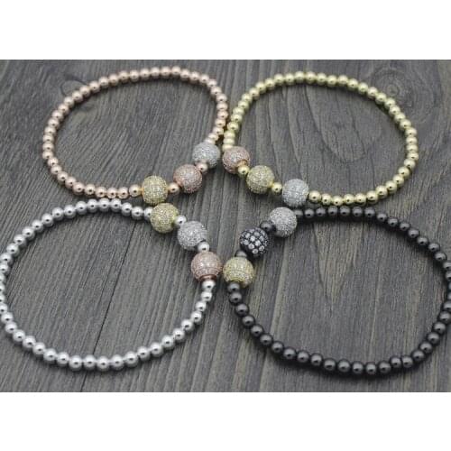 8mm uj343 gold silver ball bead micro pave cz zircon cubic zirconia Bracelet Chakra Macrame Charm Braided Copper Rope Bangles