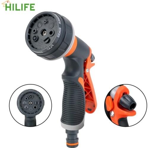 Hose Sprinkle Nozzle Adjustable High Pressure Water Gun 8 Spray Modes For Garden Washing Car Hand-held Lawn Spray Watering