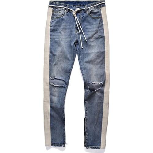 Plegie New Pants Men Skinny Jeans Men Streetwear Ripped Jeans For Man Fitted Bottoms Zipper HipHop Jeans Homme Denim