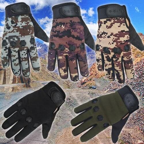 HOT 1Pc Unisex Full Finger Anti-Slip Camouflage Glove Hunting Cycling Outdoor Mitten Bicycle Glove Motorcycle Shockproof Gloves
