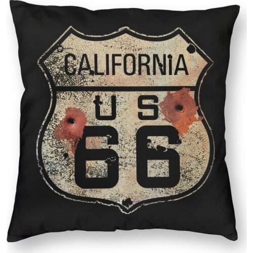 Route 66 California Sign USA Cushion Cover Two Side Printing Throw Pillow Case for Car Fashion Pillowcase Home Decoration
