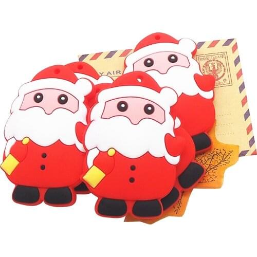 Chenkai 10PCS Silicone Santa Claus Teether Baby Cartoon Teether For DIY Baby Nursing Chewing Teether Chain Pendant Necklace Toy