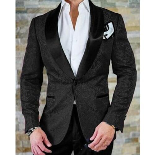 Black Shawl Lapel Best Male Suits Wedding Groom Wear Tuxedos Custom Made Slim Fit Mens Blazer Suits (Jacket+Pants+Tie)